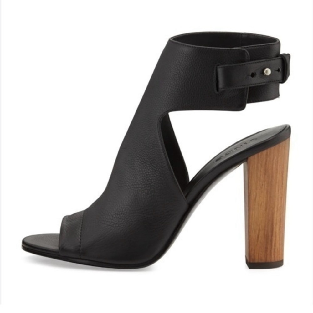 Vince Black Leather Sandals with Wooden Heel - Size 10 (EUR 40) - New in box